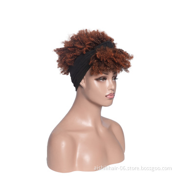 Aishili wholesale wig with headband attached Afro curly headband wigs for black women